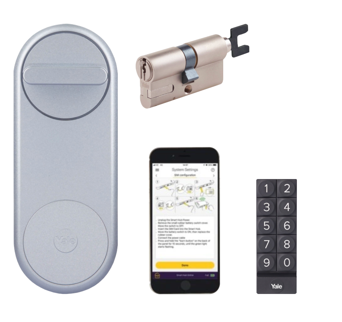 zamek Yale Linus Smart Lock ( czarny lub srebrny ) + regulowana wkładka + klawiatura / możliwość otwierania aplikacją z telefonu lub klawiaturą